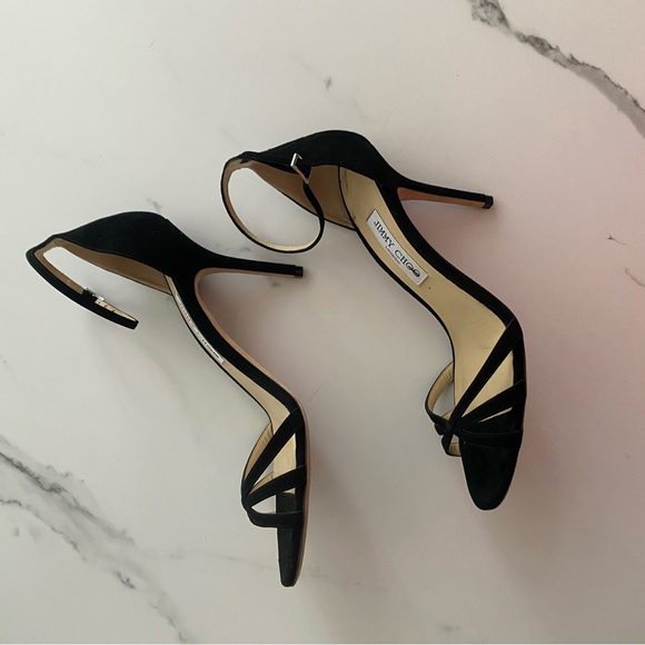 Size 41, Jimmy Choo, Black Suede Strappy Stiletto Sandals. - Picture 2 of 3